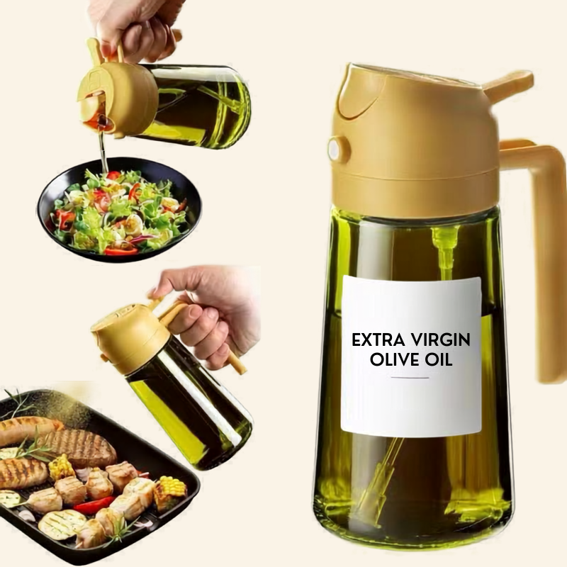 2-in-1 Glass Oil Sprayer & Pour Bottle – Light-Proof