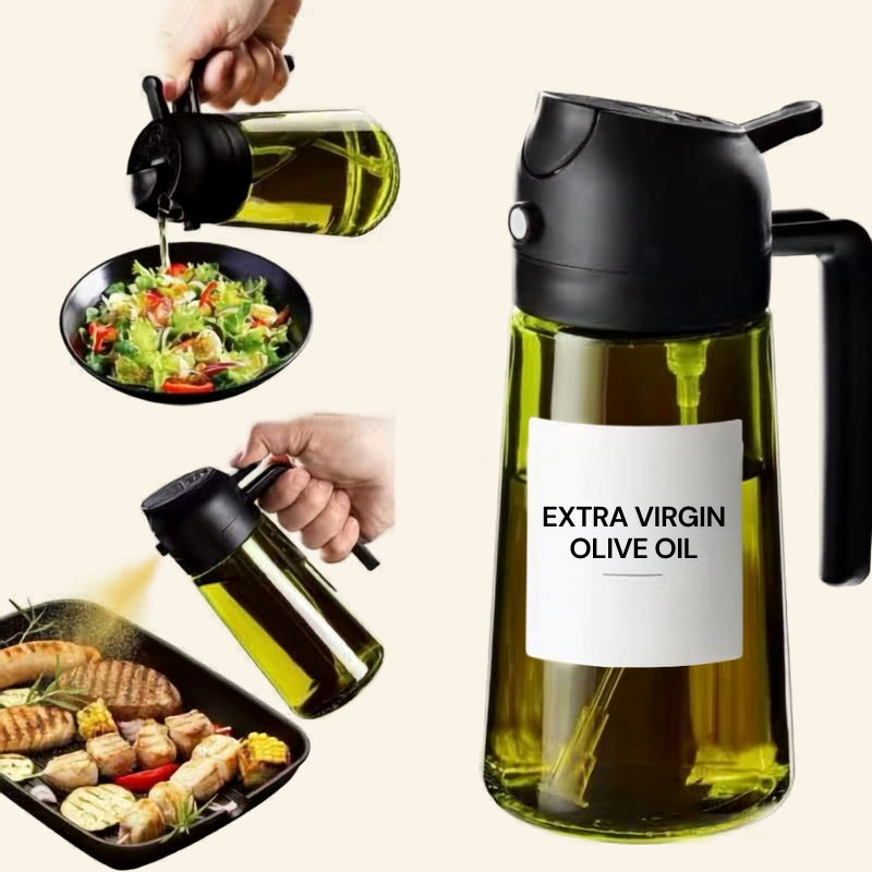 2-in-1 Glass Oil Sprayer & Pour Bottle – Light-Proof